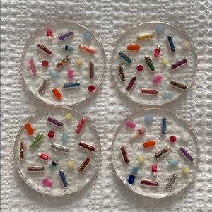 Set of 4 fun pill coasters